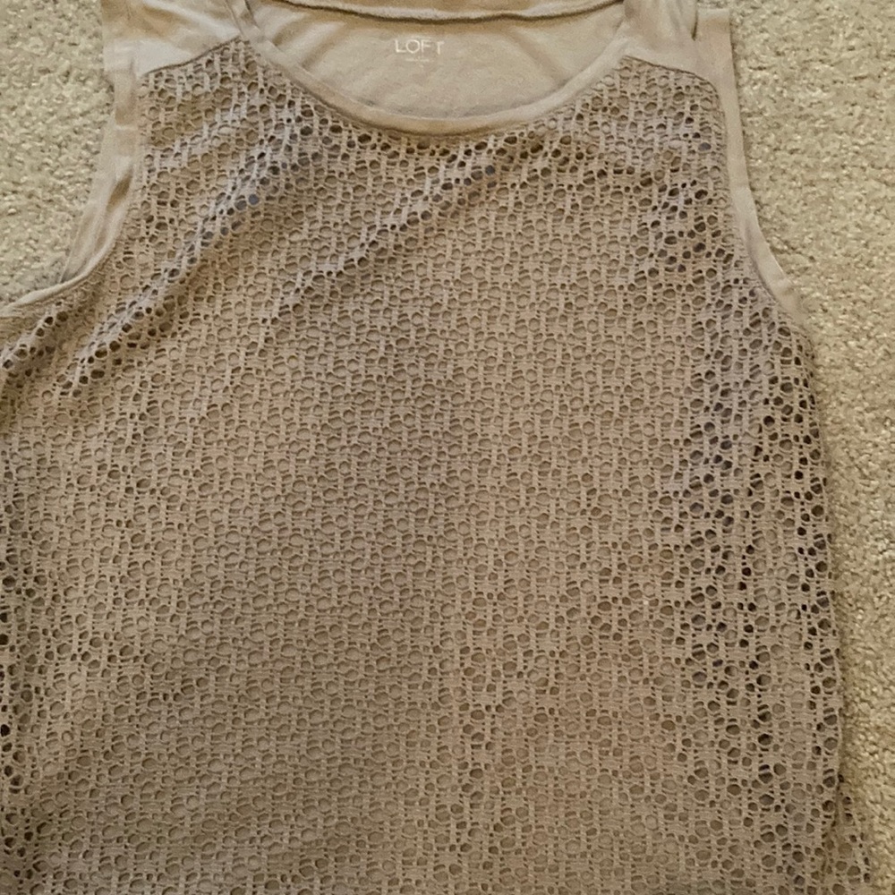 LOFT Lace Front Soft Tan Sleeveless Tank Sz:XL